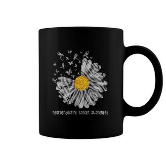 Daisy Butterfly Zebra Ribbon Neuroendocrine Cancer Awareness Coffee Mug - Thegiftio UK