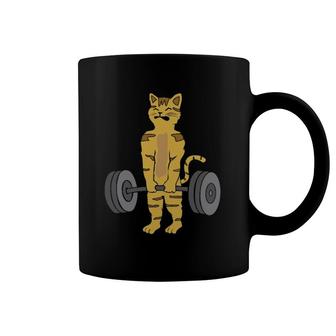 Deadlifting Cat Weightlifters Gym Workout Funny Coffee Mug | Mazezy
