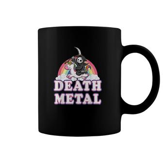 Death Metal Funny Rainbow Grim Reaper Unicorn Coffee Mug | Mazezy