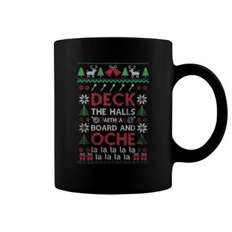 Deck The Halls With A Board And Oche La La La Ugly Merry Christmas Sweat Coffee Mug | Mazezy