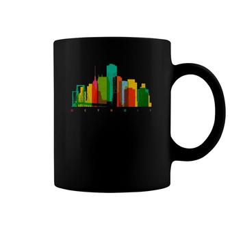 Detroit Skyline Colorful Michigan Motor City Vintage Detroit Coffee Mug | Mazezy