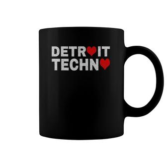 Detroit Techno Music Red Heart Coffee Mug | Mazezy