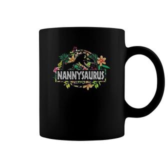 Dinosaur Mom Mothers Day Nannysaurusrex Flower Gift Coffee Mug | Mazezy