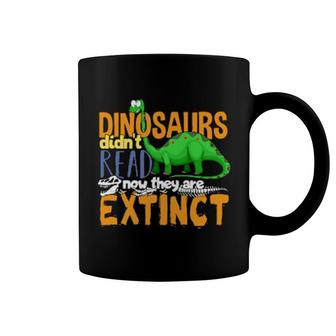 Dinosaur Reading Extinct Dino School Teacher Student Reader Coffee Mug | Mazezy