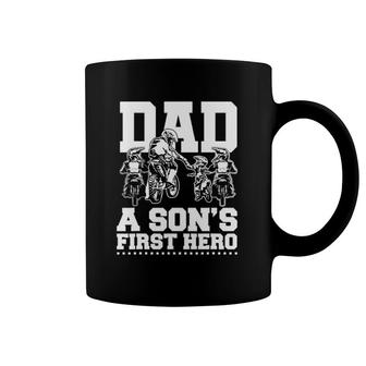 Dirt Bike Dad Motocross Superhero Father Son Motorcycle Gift Coffee Mug | Mazezy