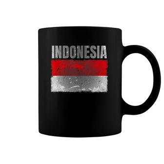 Distressed Indonesia Flag Graphic For Men Women Indonesian Tank Top Coffee Mug | Mazezy