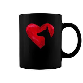 Doberman Heart Silhouette Valentine's Day Dog Lover Gift Coffee Mug | Mazezy