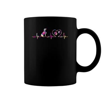 Dog Paw Print Heartbeat Women Girls Mom Love Dogs Coffee Mug | Mazezy