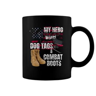 Dog Tags Military My Hero Wears Dog Tag Combat Boots Premium Coffee Mug | Mazezy
