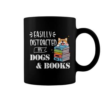 Easilly Distracted By Dogs & Books Dog And Book Coffee Mug | Mazezy