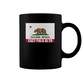 East Palo Alto, California - Distressed Ca Republic Flag Coffee Mug | Mazezy