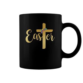 Easter Cross Religious Easter Gold Christian Cross Coffee Mug | Mazezy
