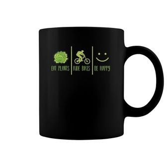Eat Plants Ride Bikes Be Happy Cycling Tee Coffee Mug | Mazezy