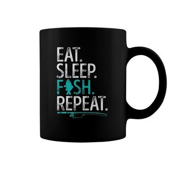Eat Sleep Fish Repeat Men Women Kids Fishing Boys Coffee Mug | Mazezy