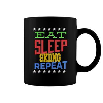 Eat Sleep Skiing Repeat Skiing Skier Coffee Mug | Mazezy