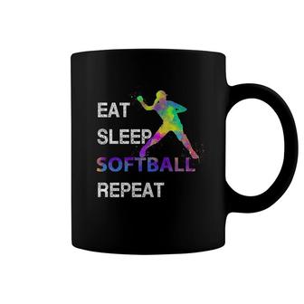 Eat Sleep Softball Repeat Coffee Mug | Mazezy