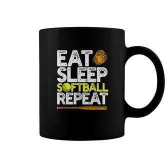 Eat Sleep Softball Repeat Coffee Mug | Mazezy