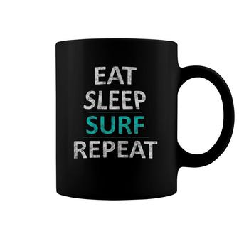 Eat Sleep Surf Repeat Funny Beach Surfer Gift Coffee Mug | Mazezy