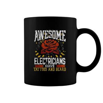 Electrician Gift Awesome Electricians Have Tattoos And Beard Coffee Mug | Mazezy