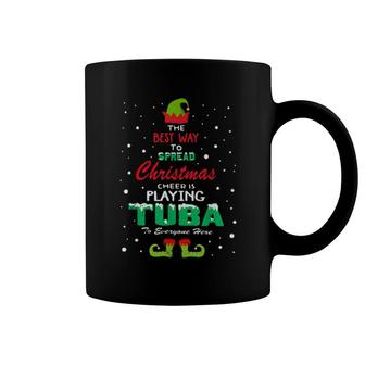 Elf The Best Way To Spread Christmas Cheer Is Playing Tuba To Everyone Here Christmas Sweater Coffee Mug | Mazezy