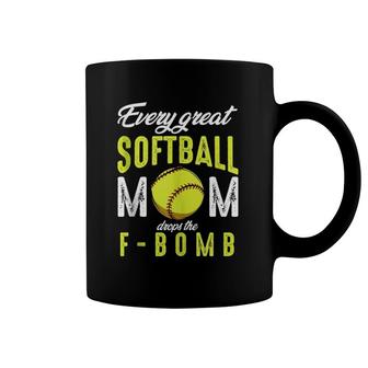 Every Great Softball Mom Drops The F-Bomb Funny Baseball Coffee Mug | Mazezy