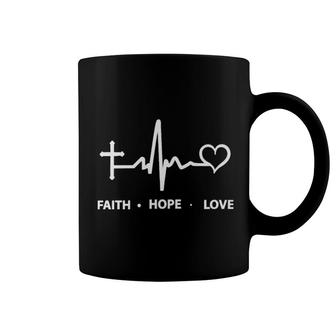 Faith Hope Love Heartbeat Coffee Mug | Mazezy