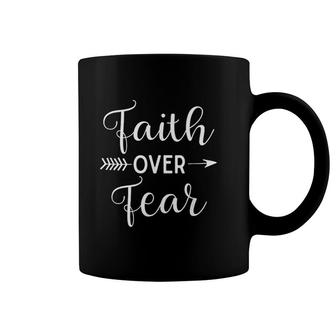 Faith Over Fear Cute Lettering Inspirational Christian Coffee Mug | Mazezy