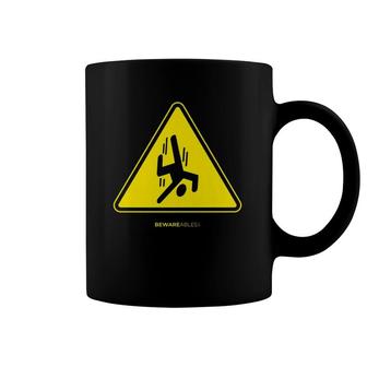 Falling Guy Funny Sign Warning Yellow Triangle Coffee Mug | Mazezy