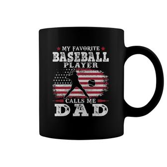 Favorite Baseball Player Calls Me Dad Usa Flag Father's Day Coffee Mug | Mazezy