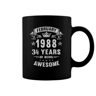 February 1988 34 Years Of Being Awesome 34Th Birthday Gift Coffee Mug | Mazezy
