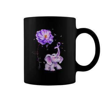 Fibromyalgia Awareness Purple Ribbon Wild Rose Elephant Coffee Mug | Mazezy