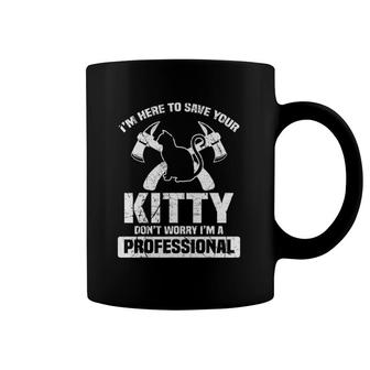Firefighter Save Kitty Cat Funny Coffee Mug | Mazezy