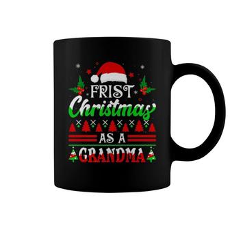 First Christmas As A Grandma Santa Hat Ugly Xmas Elf Costume Coffee Mug | Mazezy