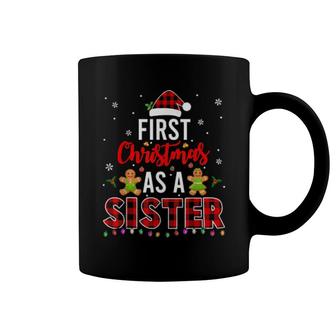 First Christmas As A Sister Pregnancy Announcement Plaid Coffee Mug | Mazezy
