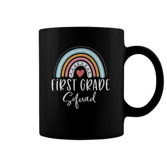 First Grade Squad Cute Rainbow Heart 1St Grade Teacher Coffee Mug | Mazezy