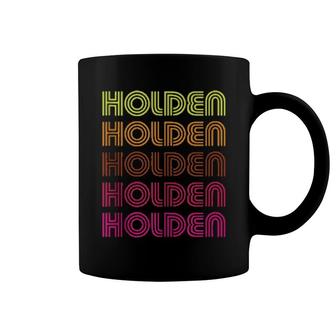 First Name Holden Funky Retro Vintage Disco Design Coffee Mug | Mazezy