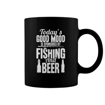 Fisher Today Good Mood Is Sponsored By Fishing And Beer Coffee Mug | Mazezy