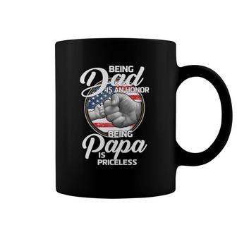 Fist Bump Being Dad Is An Honor Being Papa Is Priceless Coffee Mug | Mazezy