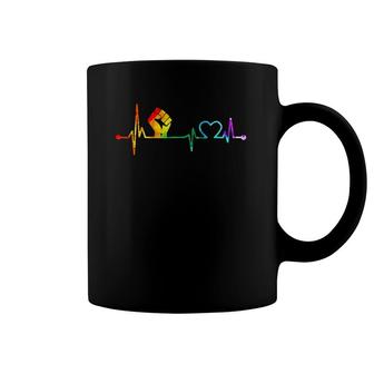 Fist Heartbeat African American Pride Black History Month Coffee Mug | Mazezy
