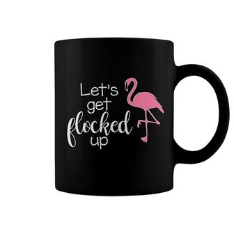 Flamingo Lets Get Flocked Up Letter Coffee Mug | Mazezy