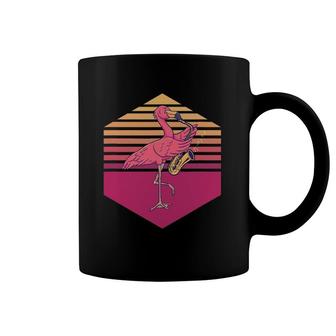 Flamingo Playing Saxophone Vintage Retro Coffee Mug | Mazezy