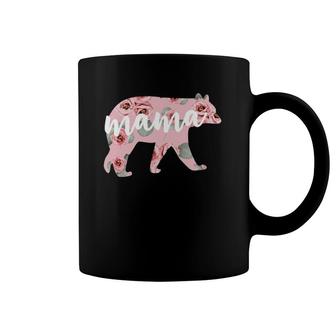 Floral Mama Bear Cute Mothers Day Pink Flowers Gift Coffee Mug | Mazezy