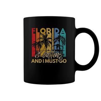 Florida Is Calling And I Must Go Summer Retro Beach Vacation Coffee Mug | Mazezy