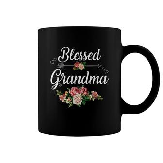 Flower Blessed Grandma Black Coffee Mug | Mazezy