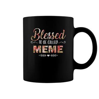 Flower Blessed To Be Called Meme Black Coffee Mug | Mazezy