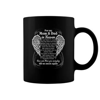 For My Mom & Dad In Heaven Dad Mom Memorial Remembrance Coffee Mug | Mazezy