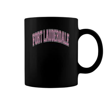 Fort Lauderdale Florida Fl Varsity Style Pink Text Coffee Mug | Mazezy
