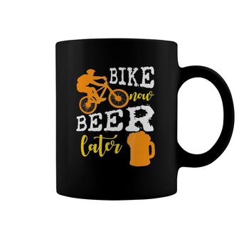 Funny Bike Now Beer Later Bicycling Gift Coffee Mug | Mazezy