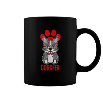 Funny Blue Merle Corgi Corgeek Graphic Coffee Mug | Mazezy
