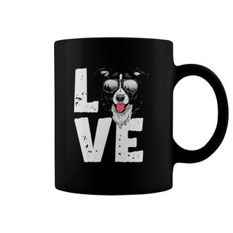Funny Border Collie Love Head Sunglasses Dog Lover Coffee Mug | Mazezy